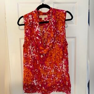 Michael Kors Red and Orange Sleeveless Blouse
